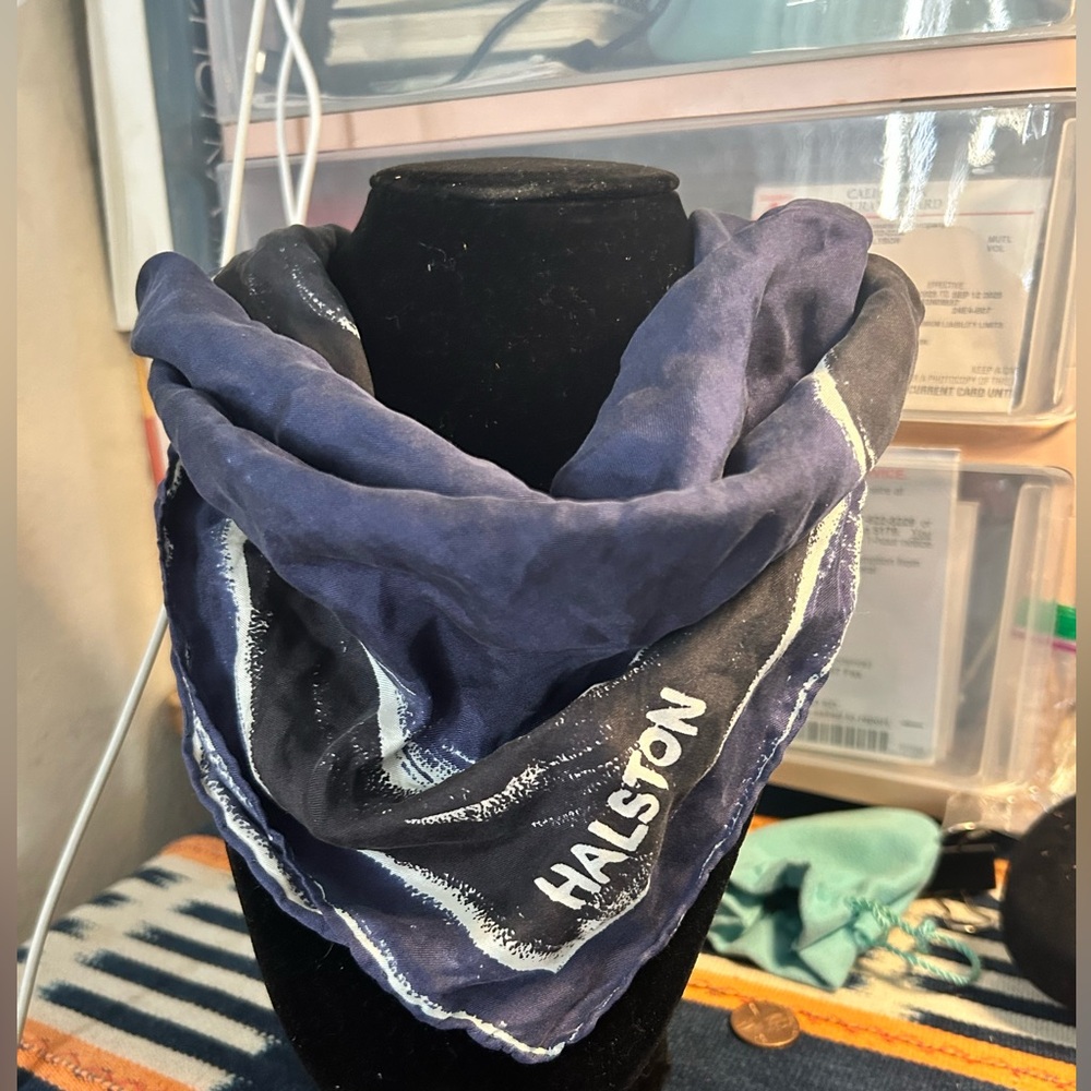 Halston Heritage Navy Blue Scarf- small square shape